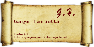 Garger Henrietta névjegykártya